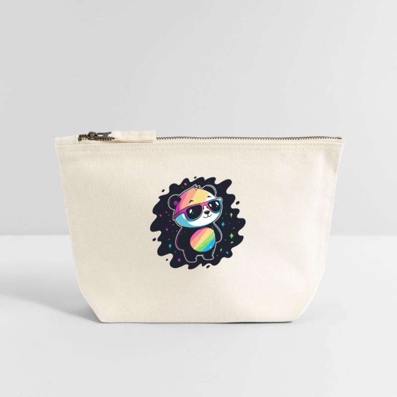 Panda Rainbow Galaxy Cool Glasses Canvas Zip Pouch 18 x 19 cm