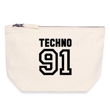 TECHNO Rave Techno 90s 90s - Pochette zippée en toile 18 x 19 cm - blanc naturel - Devant