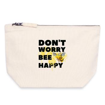 Mach dir keine Sorgen, Bee Happy - Canvas Reißverschluss-Täschchen (18 x 19 cm) - Naturweiß - Vorne
