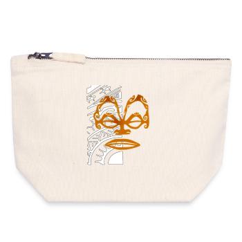 TIKI TOA - Pochette zippée en toile 18 x 19 cm - blanc naturel - Devant