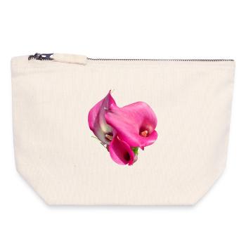 Pink Calla Blütentrio - Canvas Reißverschluss-Täschchen (18 x 19 cm) - Naturweiß - Vorne