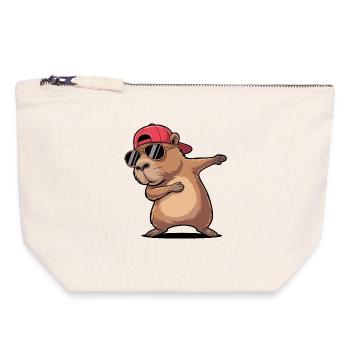 Dab frais de capybara - Pochette zippée en toile 18 x 19 cm - blanc naturel - Devant