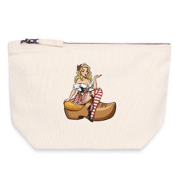 Holland pin-up in clog - Canvas Zip Pouch 18 x 19 cm - nature - Front