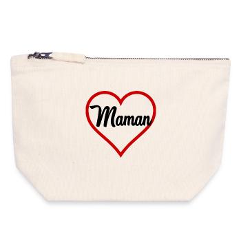 MAMA HERZ - Canvas Reißverschluss-Täschchen (18 x 19 cm) - Naturweiß - Vorne