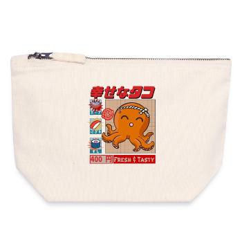 Happy Squid - Frais et savoureux - Pochette zippée en toile 18 x 19 cm - blanc naturel - Devant