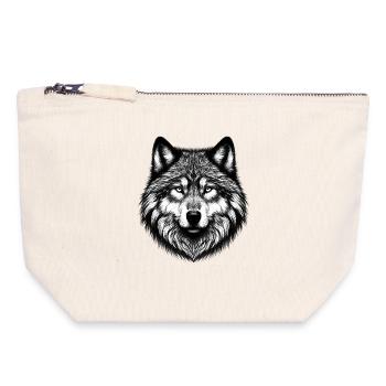 Wolf - Canvas Reißverschluss-Täschchen (18 x 19 cm) - Naturweiß - Vorne