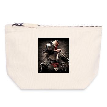 Singender Hund - Canvas Reißverschluss-Täschchen (18 x 19 cm) - Naturweiß - Vorne