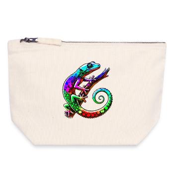 Gecko - Canvas Reißverschluss-Täschchen (18 x 19 cm) - Naturweiß - Vorne