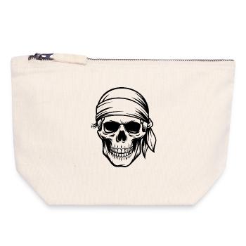 Crâne de pirate - Pochette zippée en toile 18 x 19 cm - blanc naturel - Devant