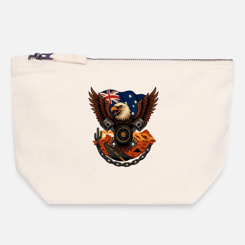 Australian Eagle motorisiert - Canvas Reißverschluss-Täschchen (18 x 19 cm) - Naturweiß