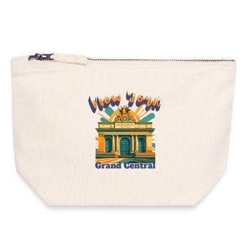NEW YORK CITY - GRAND CENTRAL STATION Retro Shirt - Canvas Reißverschluss-Täschchen (18 x 19 cm) - Naturweiß - Vorne