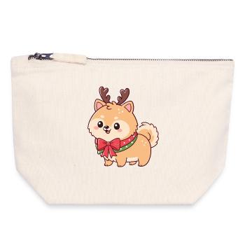 Hund-Rentier, Weihnachts-Süßes Fest - Canvas Reißverschluss-Täschchen (18 x 19 cm) - Naturweiß - Vorne