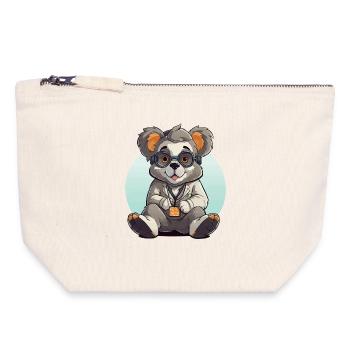 Scientifique panda de Kawaii - Pochette zippée en toile 18 x 19 cm - blanc naturel - Devant