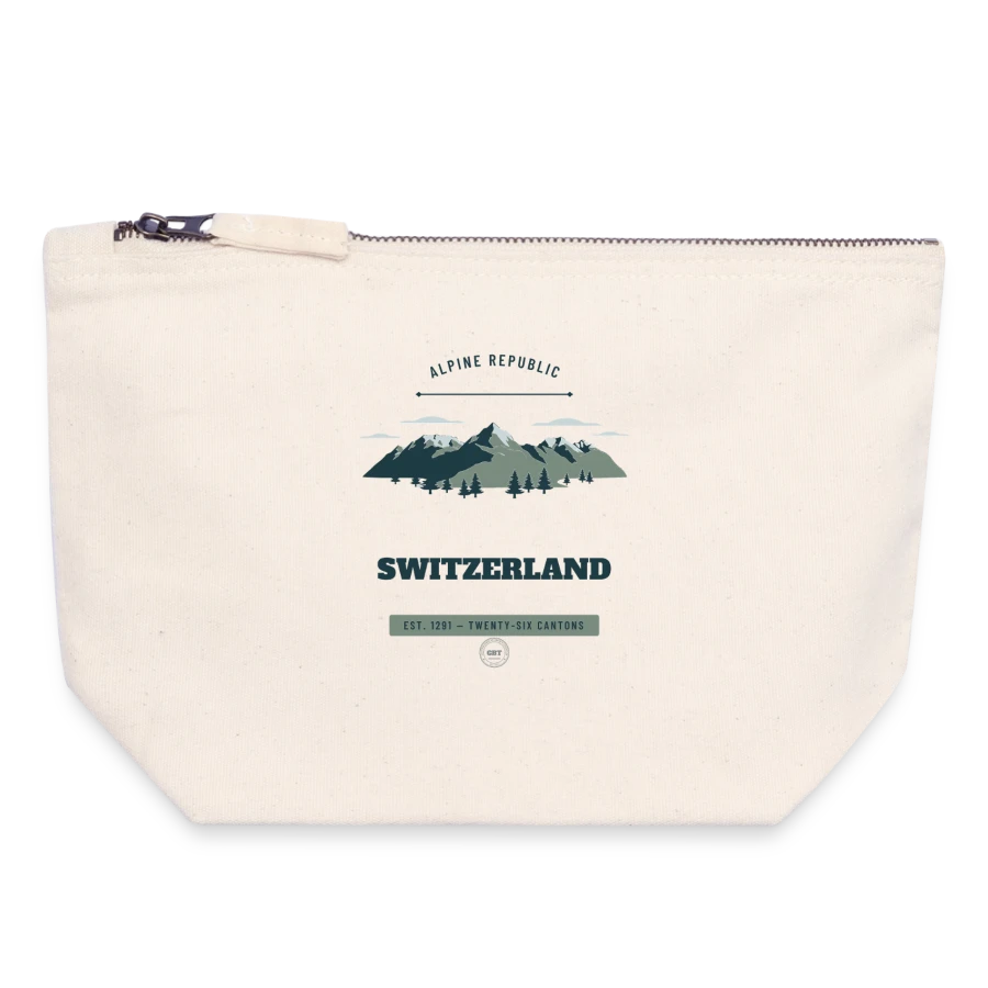 Switzerland badge on a canvas zip pouch 18 x 19 cm, nature