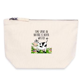 Temps passé dans la nature - Pochette zippée en toile 18 x 19 cm - blanc naturel - Devant