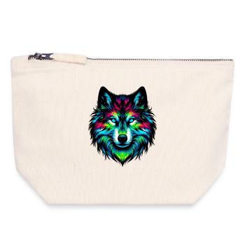 Loup - Pochette zippée en toile 18 x 19 cm - blanc naturel - Devant