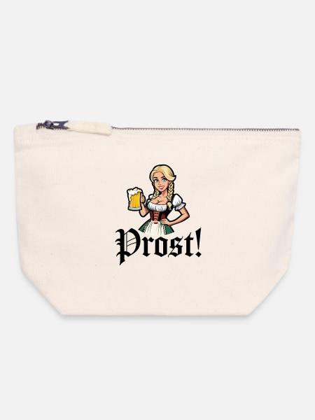 Prost - Canvas Reißverschluss-Täschchen (18 x 19 cm) - Naturweiß