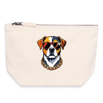 Cool Dog with Sunglasses and Gold Chain Doglife - Canvas Zip Pouch 18 x 19 cm - nature - Front