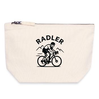 Silhouette du cycliste - Pochette zippée en toile 18 x 19 cm - blanc naturel - Devant