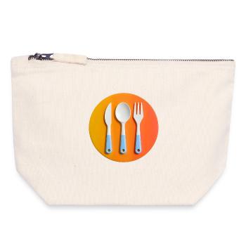 Colourful cutlery on coloured plate - Canvas Zip Pouch 18 x 19 cm - nature - Front