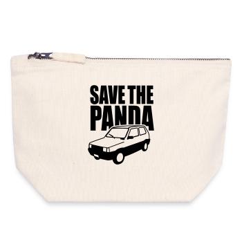 Enregistrez le panda - Pochette zippée en toile 18 x 19 cm - blanc naturel - Devant