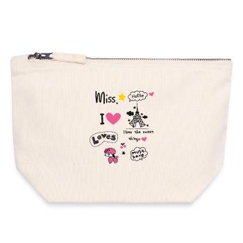 badges paris pink girl love scribble miss cute LOL - Canvas Reißverschluss-Täschchen (18 x 19 cm) - Naturweiß - Vorne
