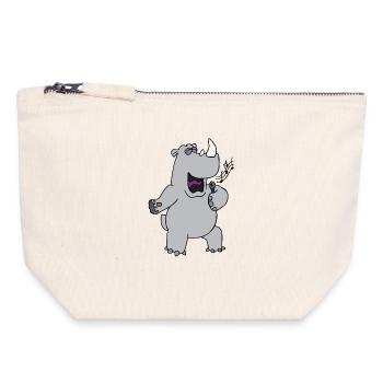 drôles animaux plantes fruits légumes motifs enfants - Pochette zippée en toile 18 x 19 cm - blanc naturel - Devant