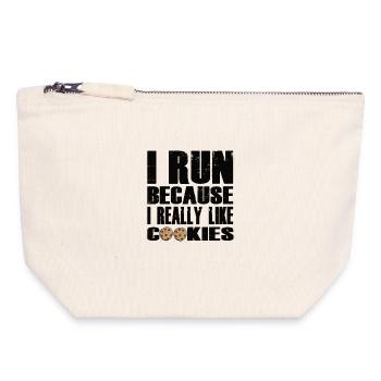 Funny Running Quote with Cookie Design - Canvas Zip Pouch 18 x 19 cm - nature - Front