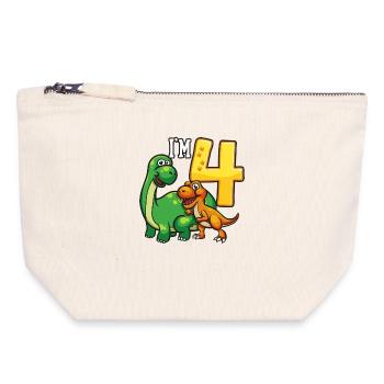 4th birthday dinosaur 4 years old - Canvas Zip Pouch 18 x 19 cm - nature - Front