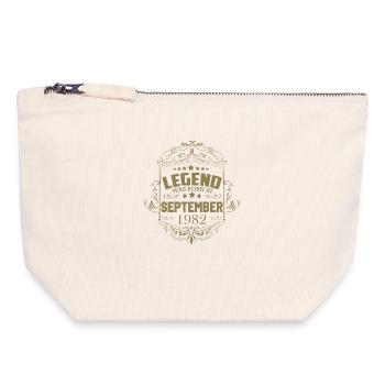 Une légende est née en septembre 1982 - Pochette zippée en toile 18 x 19 cm - blanc naturel - Devant