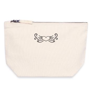 Heart Black - Canvas Zip Pouch 18 x 19 cm - nature - Front