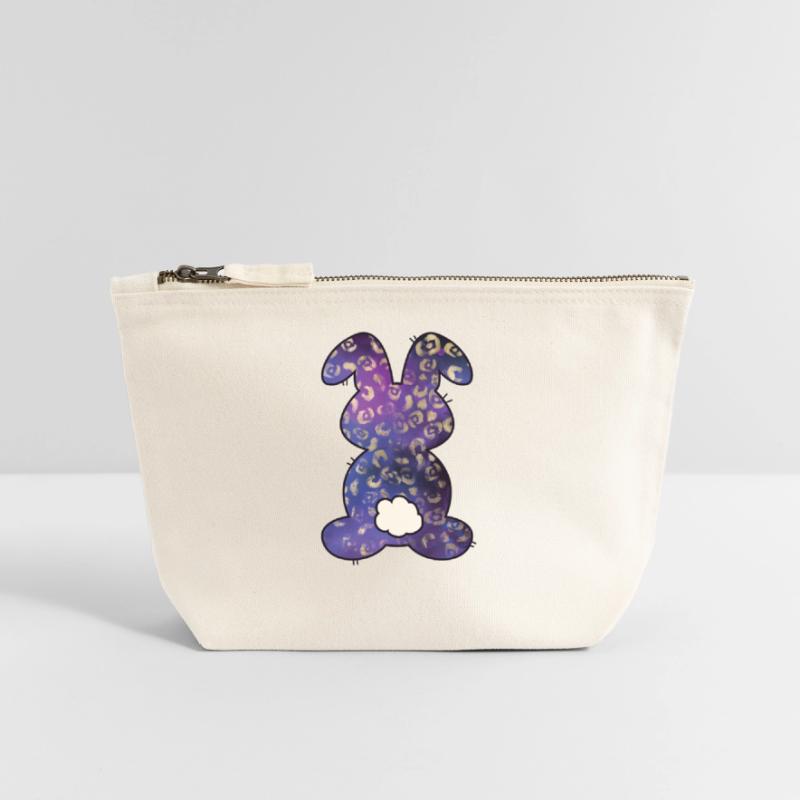 Leopard Pattern Rabbit Easter Canvas Zip Pouch 18 x 19 cm