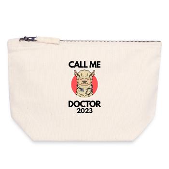 Thèse de doctorat Doctorat Doctorat 2023 Docteur - Pochette zippée en toile 18 x 19 cm - blanc naturel - Devant