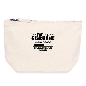 Future Gendarme Formation en Cours Humour - Pochette zippée en toile 18 x 19 cm - blanc naturel - Devant