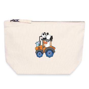 Traktor Trecker Niedliche Tiere - Canvas Reißverschluss-Täschchen (18 x 19 cm) - Naturweiß - Vorne