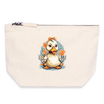 Cute duck with flowers - Canvas Zip Pouch 18 x 19 cm - nature - Front