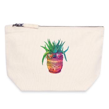 Aloe You Succulent Plant Gardening Gardener - Canvas Zip Pouch 18 x 19 cm - nature - Front