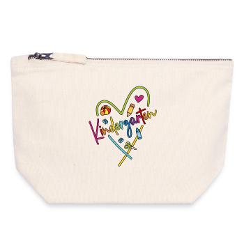 Jardin d’enfants coeur coloré adieu Kita dire merci - Pochette zippée en toile 18 x 19 cm - blanc naturel - Devant