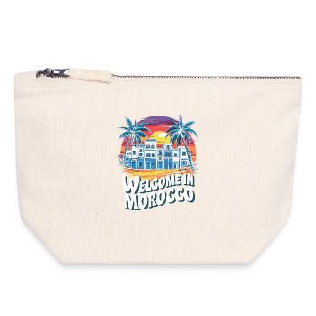 Moroccan Dusk With City And Palm Tree - Canvas Zip Pouch 18 x 19 cm - nature - Front