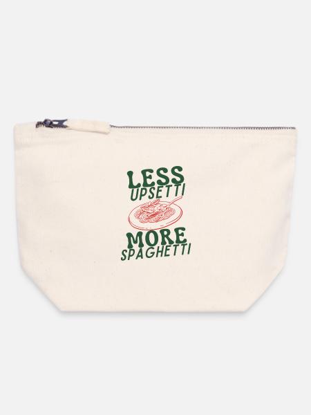Less Upsetti More Spaghetti - Canvas Reißverschluss-Täschchen (18 x 19 cm) - Naturweiß