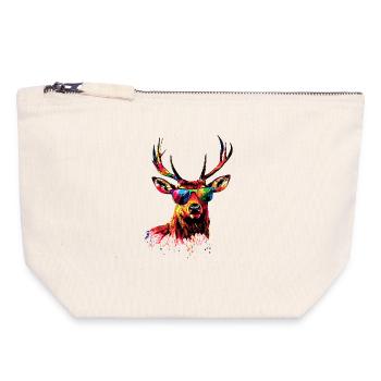 Deer, Antlers, Hunting, Deer, Reindeer, Red Deer, Hunter - Canvas Zip Pouch 18 x 19 cm - nature - Front