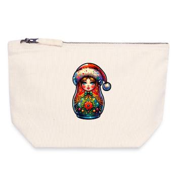 Russische Matroschka Weihnachten Russland - Canvas Reißverschluss-Täschchen (18 x 19 cm) - Naturweiß - Vorne