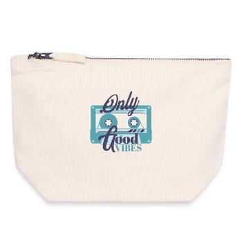 Cassette rétro - Pochette zippée en toile 18 x 19 cm - blanc naturel - Devant