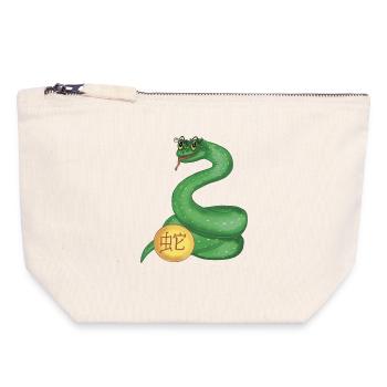 Astrologie Chinoise Serpent - Pochette zippée en toile 18 x 19 cm - blanc naturel - Devant