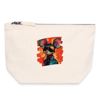 Souris - Pochette zippée en toile 18 x 19 cm - blanc naturel - Devant