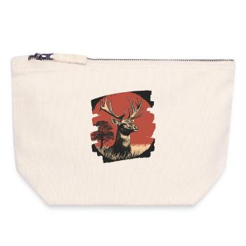 Deer with antlers - Canvas Zip Pouch 18 x 19 cm - nature - Front