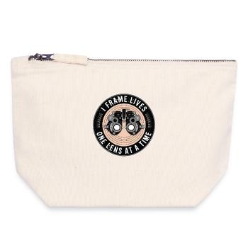 Optometrist I Frame Lives One Lens Ophthalmology - Canvas Zip Pouch 18 x 19 cm - nature - Front