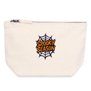 Halloween Spinnennetz "Spooky Season" - Canvas Reißverschluss-Täschchen (18 x 19 cm) - Naturweiß - Vorne