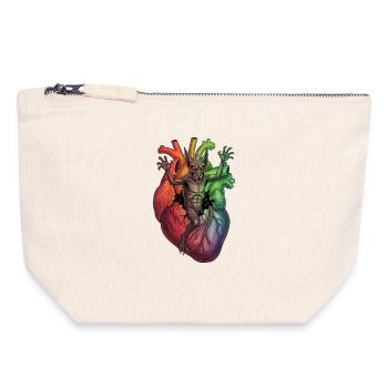 Heart Monster in Rainbow Storm - Canvas Zip Pouch 18 x 19 cm - nature - Front