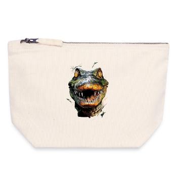 Kaiman Krokodil Alligator Reptilien Kroko Kaimane - Canvas Reißverschluss-Täschchen (18 x 19 cm) - Naturweiß - Vorne